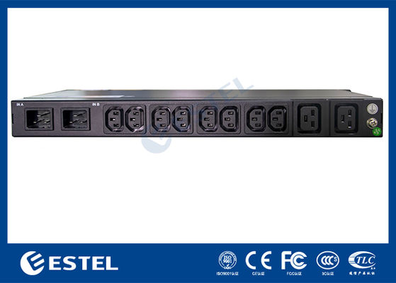 200-240VAC 2x16A KN-1 सुरक्षा निगरानी के साथ दोहरी इनपुट स्विच किए गए रैक पीडीयू