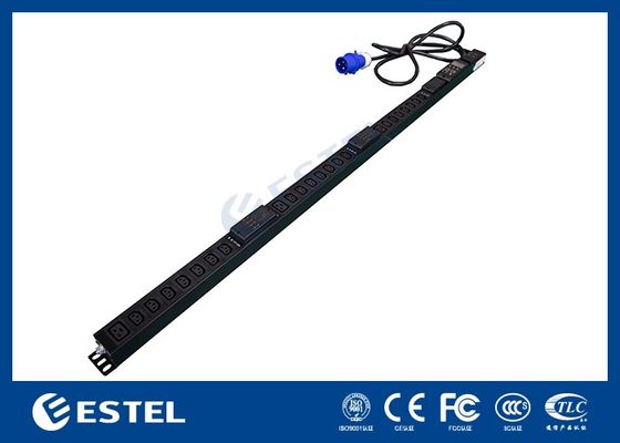 बिजली वितरण के लिए C13 / C19 आउटलेट के साथ ब्लैक 200 - 240VAC 32A वर्टिकल PDU