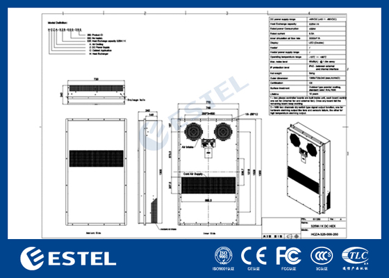 48VDC 325W/K RS485 MODBUS RTU संचार के साथ कैबिनेट हीट एक्सचेंजर